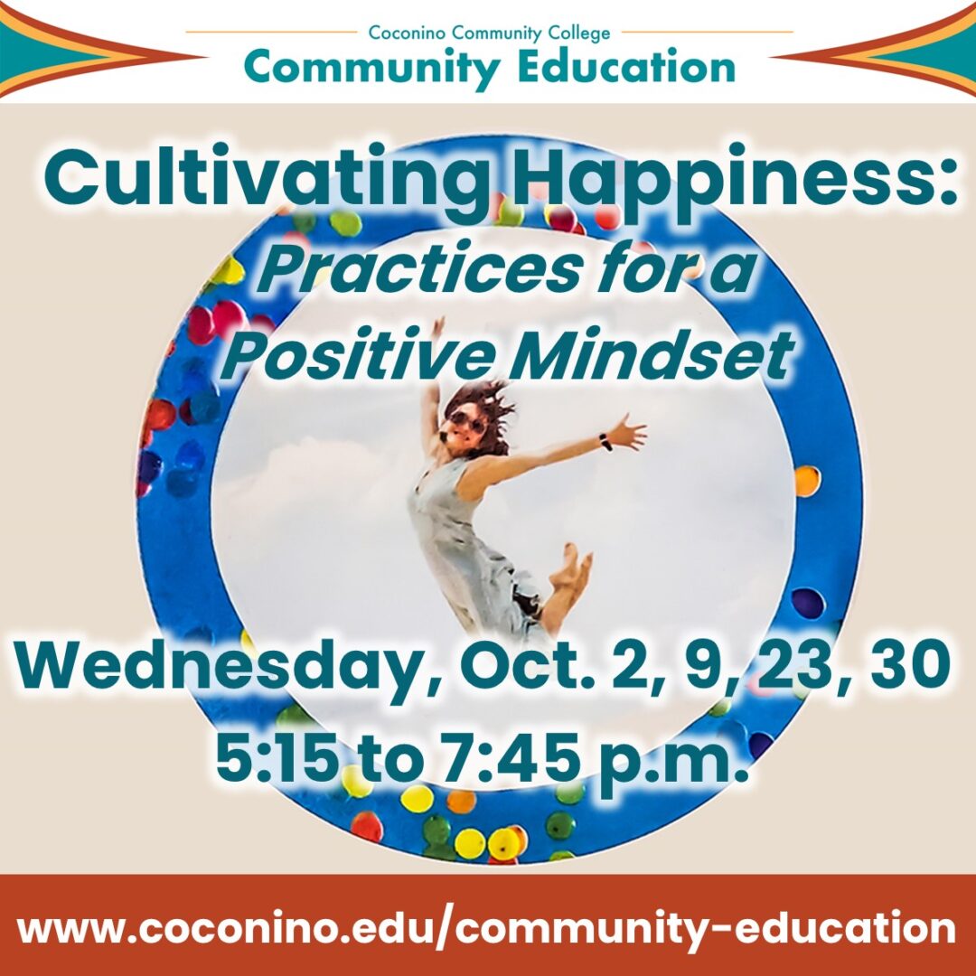 A poster with the words " cultivating happiness : practices for a positive mindset ".